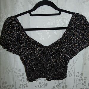 Floral Black Women's Crop Top